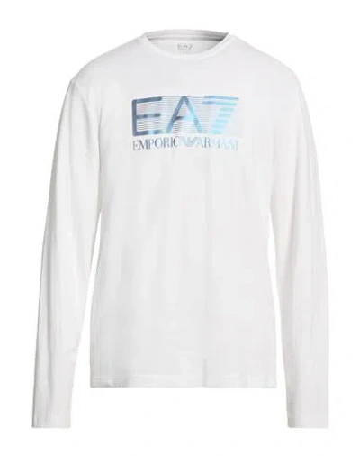 Ea7 Man T-shirt White Size 3xl Cotton, Elastane