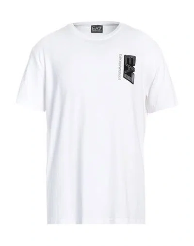 Ea7 Man T-shirt White Size Xxl Cotton, Elastane