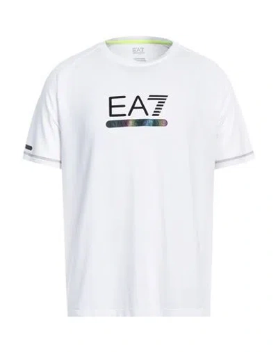 Ea7 Man T-shirt White Size Xs Cotton, Polyester, Elastane