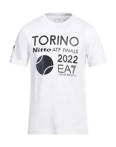 Ea7 Man T-shirt White Size Xxl Cotton, Elastane