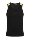 Ea7 Man Tank Top Black Size Xxl Cotton, Polyester In Black