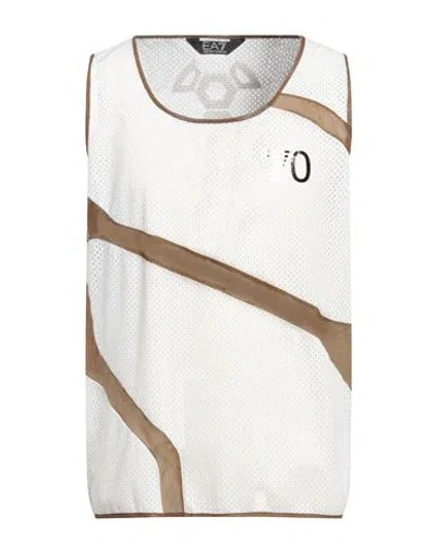 Ea7 Man Tank Top Ivory Size Xxl Polyamide, Elastane In White