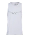 Ea7 Man Tank Top White Size Xxl Polyester, Elastane