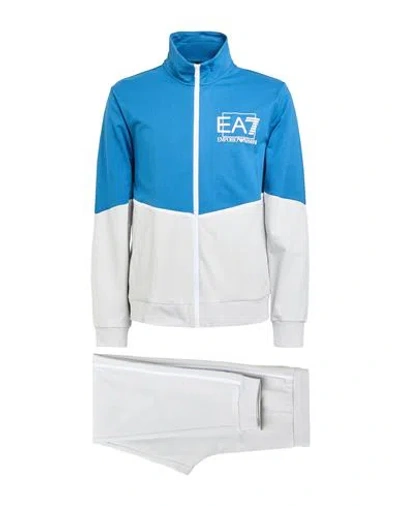 Ea7 Man Tracksuit Azure Size 3xl Cotton, Elastane In Blue