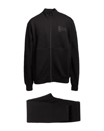 Ea7 Man Tracksuit Black Size 3xl Cotton, Polyester, Elastane In Black