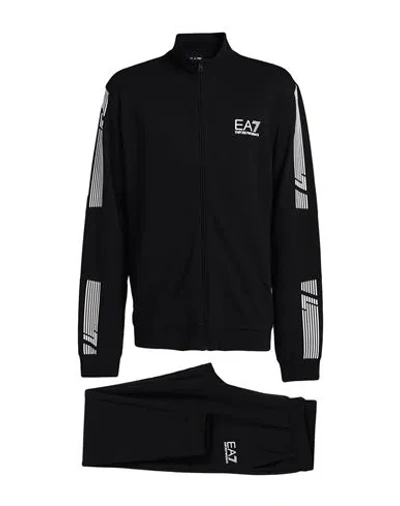 Ea7 Man Tracksuit Black Size 3xl Cotton, Polyester, Elastane In Black