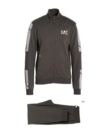 Ea7 Man Tracksuit Charcoal Size Xl Cotton, Polyester, Elastane In Grey