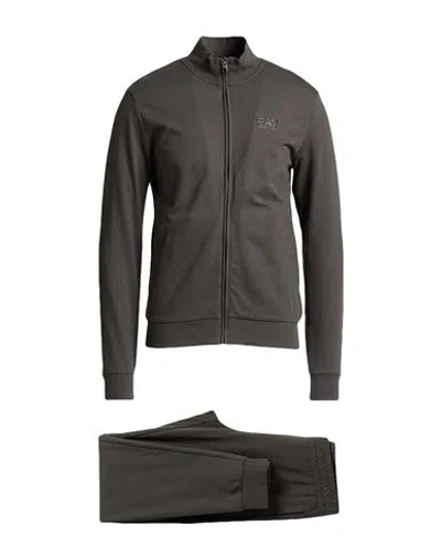 Ea7 Man Tracksuit Charcoal Size Xxl Cotton In Grey