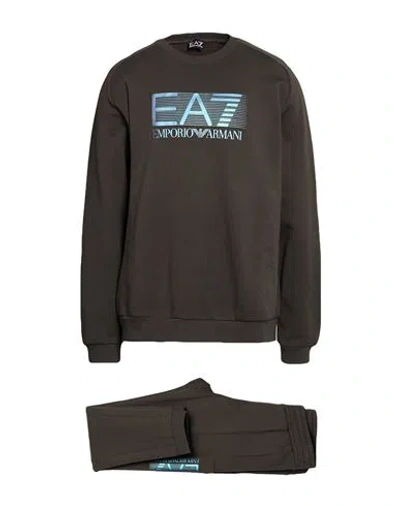 Ea7 Man Tracksuit Dark Green Size 3xl Cotton, Polyester, Elastane In Gray