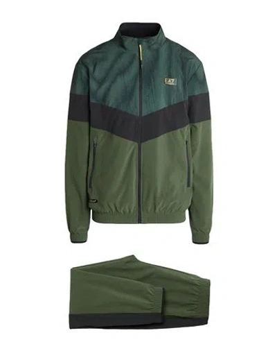 Ea7 Man Tracksuit Dark Green Size Xl Polyester, Elastane