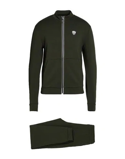 Ea7 Man Tracksuit Dark Green Size Xs Polyester, Viscose, Elastane In Black