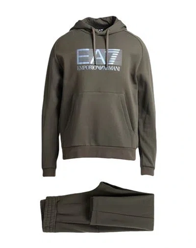 Ea7 Man Tracksuit Dark Green Size Xxl Cotton, Polyester, Elastane In Gray
