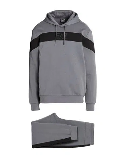 Ea7 Man Tracksuit Grey Size Xl Cotton, Polyester In Gray