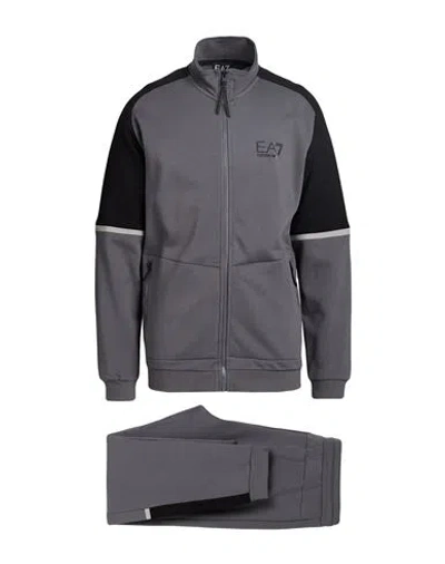 Ea7 Man Tracksuit Lead Size 3xl Cotton, Polyester, Elastane In Grey