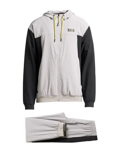 Ea7 Man Tracksuit Light Grey Size Xxl Polyester, Elastane In Gray