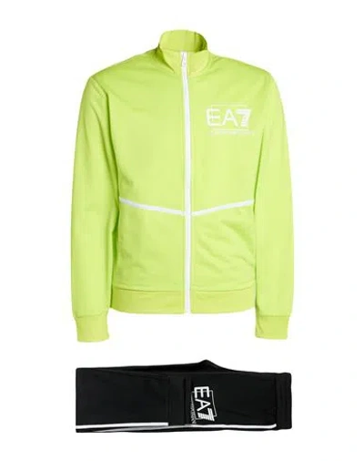 Ea7 Man Tracksuit Lime Green Size S Polyester, Elastane
