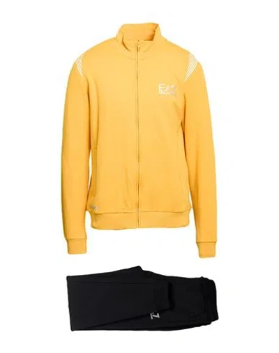 Ea7 Man Tracksuit Marigold Size Xxl Cotton, Polyester, Elastane In Yellow