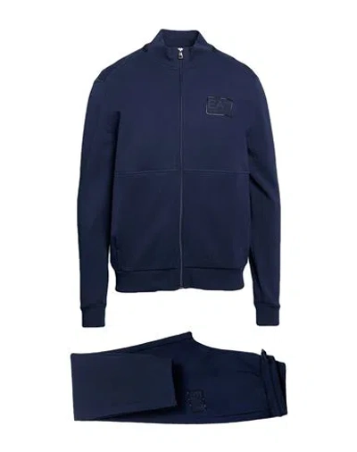 Ea7 Man Tracksuit Midnight Blue Size 3xl Cotton, Polyester