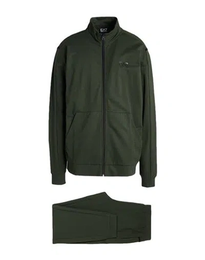 Ea7 Man Tracksuit Military Green Size 3xl Cotton, Elastane