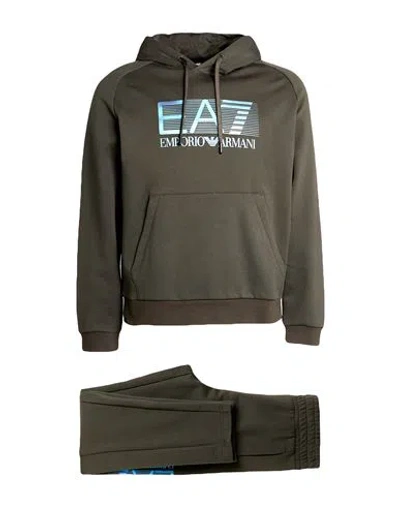 Ea7 Man Tracksuit Military Green Size S Cotton, Polyester, Elastane In Gray