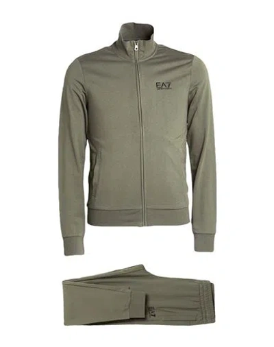 Ea7 Man Tracksuit Military Green Size Xs Cotton, Elastane