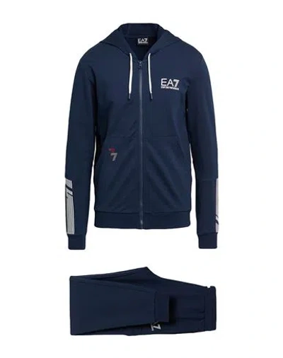 Ea7 Man Tracksuit Navy Size 3xl Cotton, Polyester, Elastane In Navy