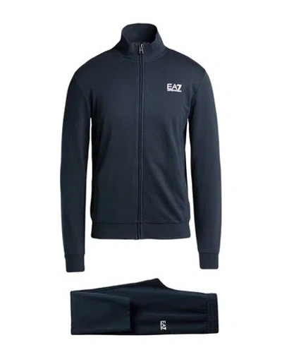 Ea7 Man Tracksuit Navy Size Xxl Cotton, Elastane In Blue