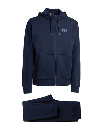 Ea7 Man Tracksuit Navy Size Xxl Cotton, Polyester In Blue