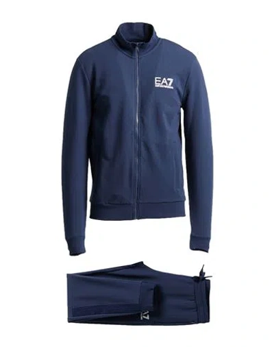 Ea7 Man Tracksuit Navy Size Xxl Cotton, Polyester, Elastane In Blue