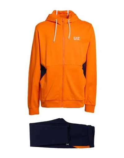 Ea7 Man Tracksuit Orange Size 3xl Cotton In Brown