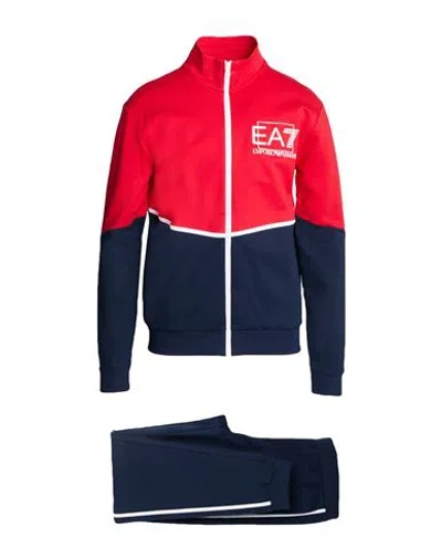 Ea7 Man Tracksuit Red Size L Cotton, Elastane In Red