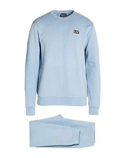 Ea7 Man Tracksuit Sky Blue Size Xl Cotton, Polyester, Elastane