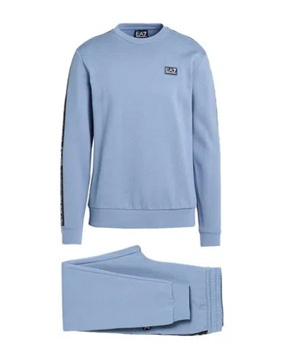 Ea7 Man Tracksuit Sky Blue Size Xxl Cotton, Polyester, Elastane