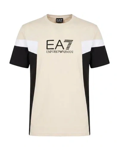 Ea7 Man T-shirt Beige Size 3xl Cotton In Brown