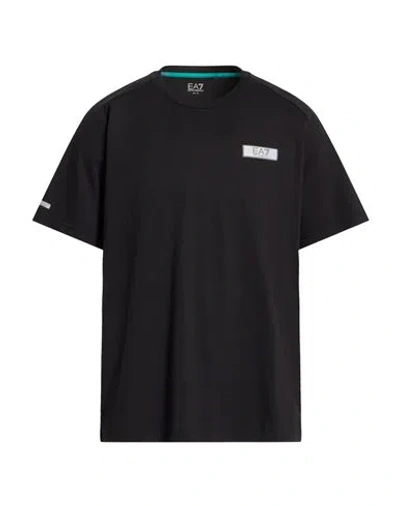 Ea7 Man T-shirt Black Size Xl Polyester, Cotton, Elastane