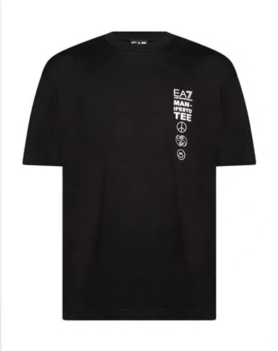 Ea7 Man T-shirt Black Size Xxl Cotton