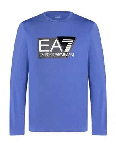 Ea7 Man T-shirt Blue Size 3xl Cotton, Elastane