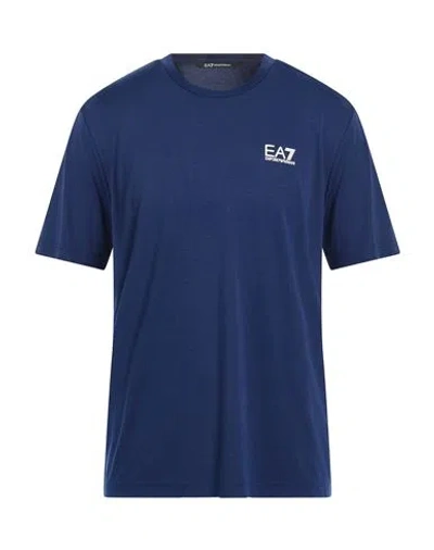 Ea7 Man T-shirt Blue Size Xl Viscose, Polyamide, Elastane