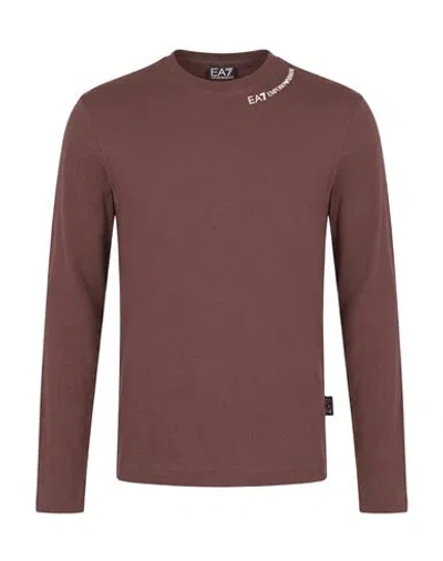 Ea7 Man T-shirt Brown Size 3xl Cotton