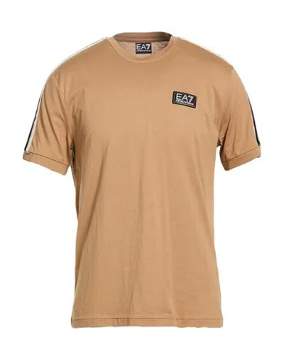 Ea7 Man T-shirt Camel Size Xl Cotton In Neutral