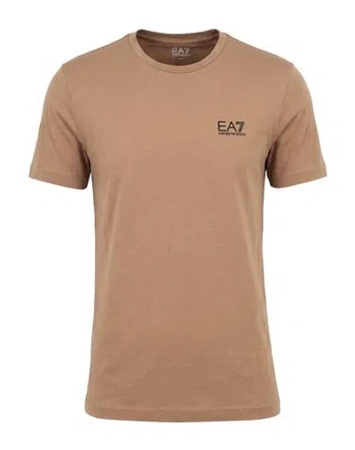 Ea7 Man T-shirt Camel Size Xxs Cotton In Brown