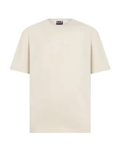 Ea7 Man T-shirt Cream Size 3xl Cotton In White