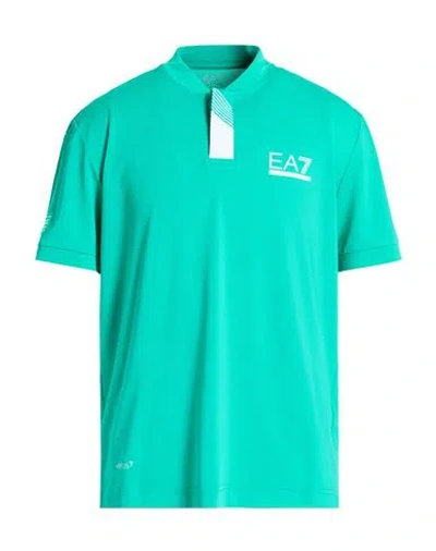 Ea7 Man T-shirt Emerald Green Size 3xl Polyester, Elastane