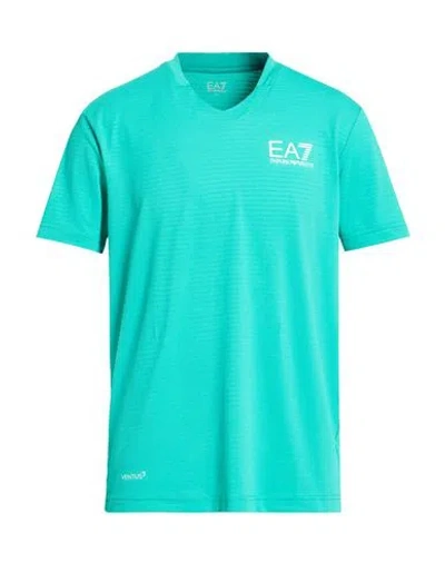 Ea7 Man T-shirt Emerald Green Size L Polyester, Elastane