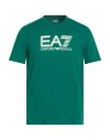 Ea7 Man T-shirt Green Size L Cotton, Elastane