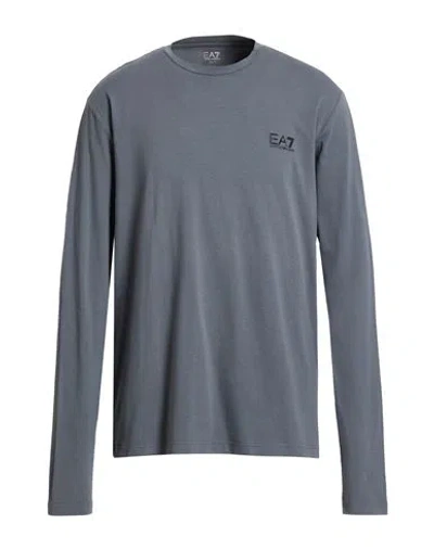 Ea7 Man T-shirt Grey Size 3xl Cotton, Elastane In Blue