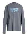 Ea7 Man T-shirt Grey Size 3xl Cotton, Elastane In Blue