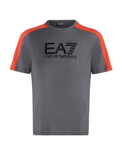 Ea7 Man T-shirt Grey Size L Cotton In Gray