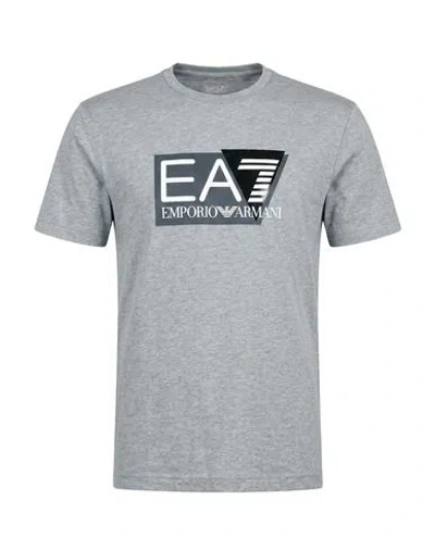Ea7 Man T-shirt Grey Size Xxl Cotton, Elastane In Gray