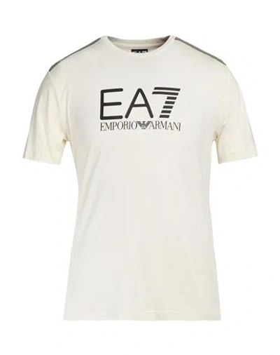 Ea7 Man T-shirt Ivory Size Xl Cotton In White